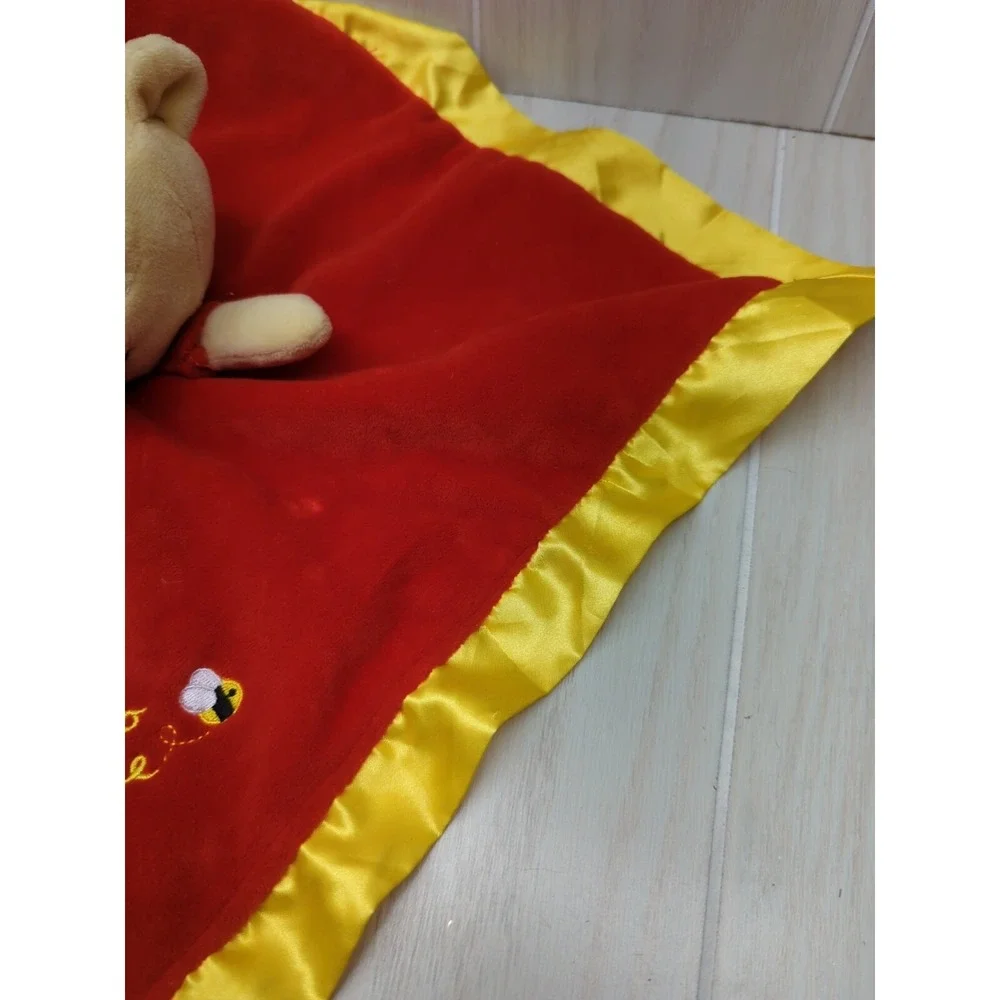 Disney Baby Pooh plush Red Yellow satin Hello There bee security Blanket lovey